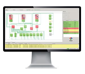 Система SystemMonitor для контроля всех устройств вещательного комплекса, экран монитора