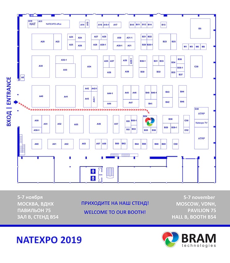 Схема павильона Натэкспо 2019 от BRAM Technologies