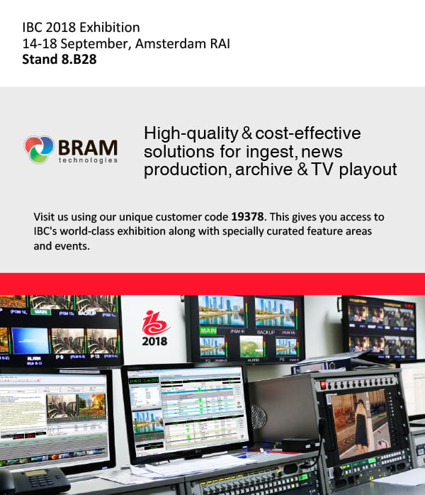 Приглашение на выставку IBC 2018 от BRAM Technologies